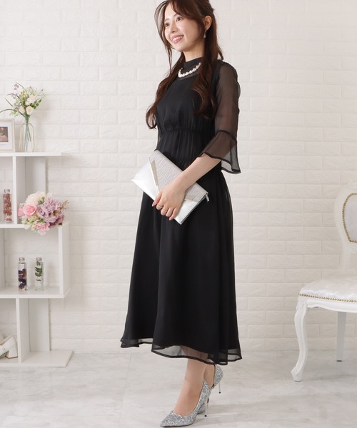 FAUNE Jasmine ワンピース　ナイトドレス　ファウネ Lace Ladies ドレス ウエストギャザーフレアシフォンワンピース