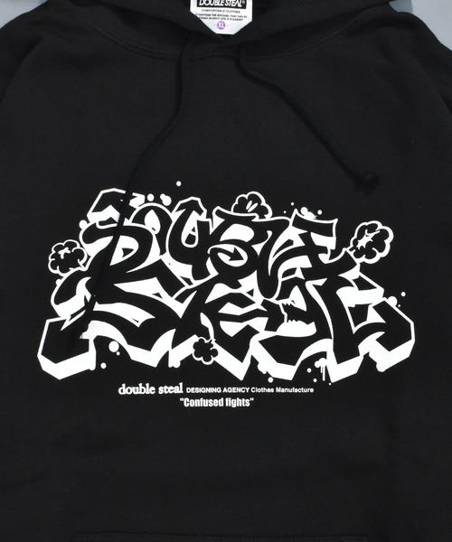 DOUBLE STEAL パーカー 矢印グラフィティ 裏パイルパーカー メンズ  