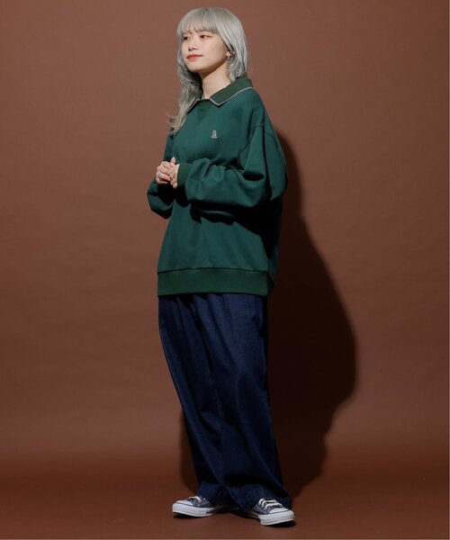 tシャツ ミニ恐竜ワッペンポロ衿プルオーバー/ユニセックス可 レディース メンズ DOUBLE NAME tシャツ ミニ恐竜ワッペンポロ衿プルオーバー/ユニ