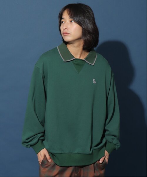 tシャツ ミニ恐竜ワッペンポロ衿プルオーバー/ユニセックス可 レディース メンズ DOUBLE NAME tシャツ ミニ恐竜ワッペンポロ衿プルオーバー/ユニ