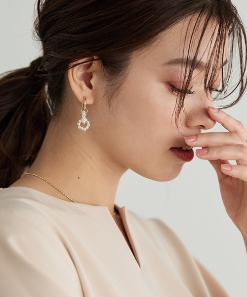 Pierrot ピアス 2wayパールモチーフフープピアス レディース