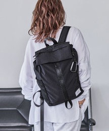 HEREIAM ナイロンバックパック ブラック HEREIAM デイバック リュック 「HEREIAM」撥水/リフレクターロゴ
