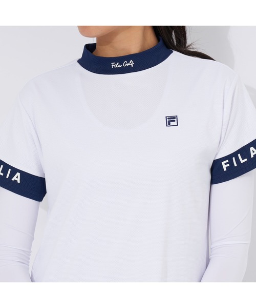 フィラ ゴルフ FILA GOLF 【ゴルフ】ECOジャガード ロゴ柄 モックネックTシャツ レディース （LV） フィラ ゴルフ FILA GOLF 【ゴルフ】ECOジャガード ロゴ柄
