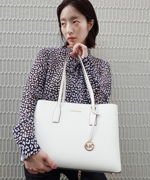 MICHAEL KORS ホワイトレザートートバッグ MICHAEL KORS - 良品 マイケルコース レザー トートバッグ 鞄