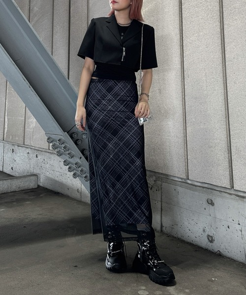 jiasecond. スカート 「jiasecond.」チェック柄シアーレイヤード
