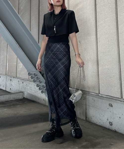 jiasecond. スカート 「jiasecond.」チェック柄シアーレイヤード