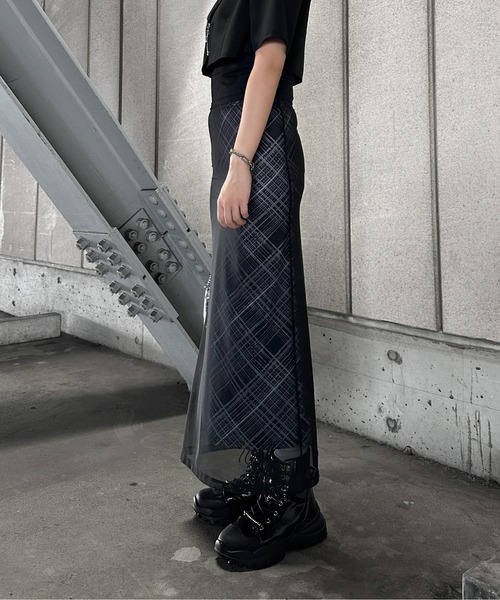 jiasecond. スカート 「jiasecond.」チェック柄シアーレイヤード