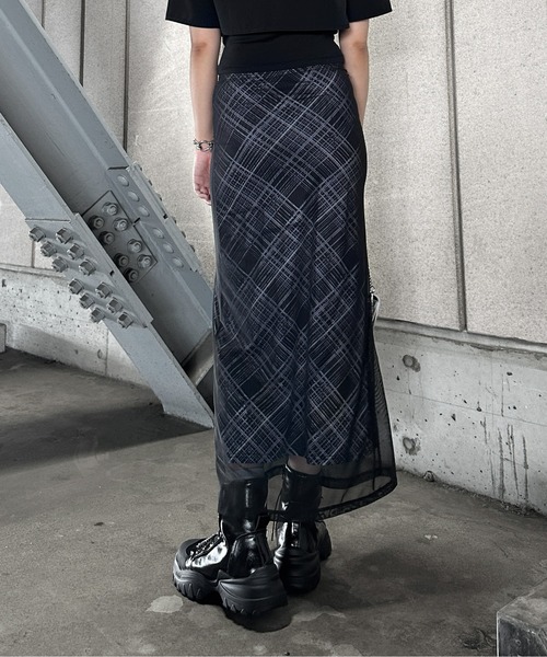 jiasecond. スカート 「jiasecond.」チェック柄シアーレイヤード
