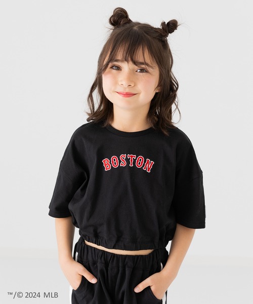 MLB tシャツ ロゴ ショート丈Tシャツ キッズ 子供服 女の子