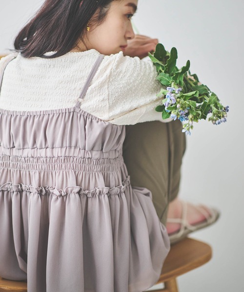 希少✨wmwm フリル　アシメ　ビスチェ　ベルト　シアー She's Closet（シーズクローゼット）の「シアーフリルチュール