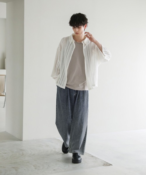 薄オックスの908オーシャンレースシャツ セール】 長袖レースシャツ （シャツ・ブラウス）｜tk.TAKEO KIKUCHI