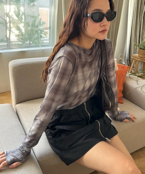 tシャツ シアーストライプ＆チェック カットソー レディース シアーストライプ&チェック カットソー / J.PRESS LADIES S