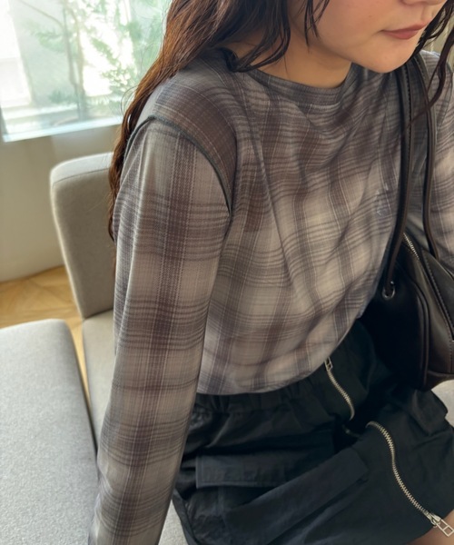 Birthday room tシャツ シアーチェックカットソー / sheer