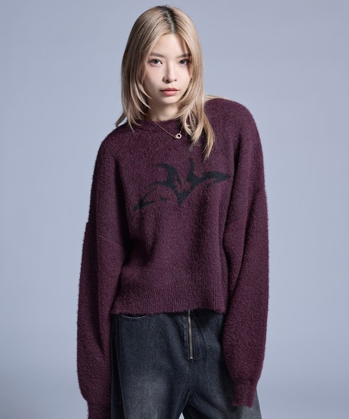 セーター ニット フェザーグラフィックショートニット「UNISEX