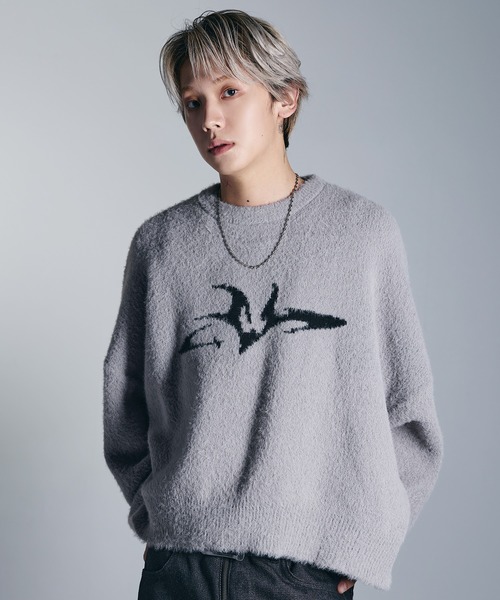 セーター ニット フェザーグラフィックショートニット「UNISEX