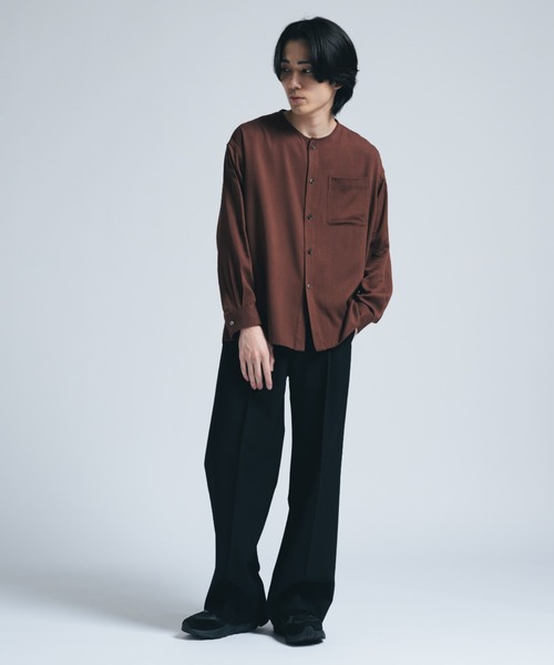 INTER FACTORY（インターファクトリー） シャツ レーヨンノーカラー