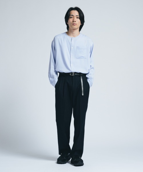 リアーム　ノーカラーシャツ INTER FACTORY（インターファクトリー） シャツ レーヨンノーカラー