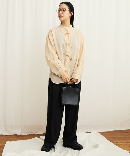フィグロンドン　ブラウス fig London ブラウス シャツ ribbon organdy long shirt
