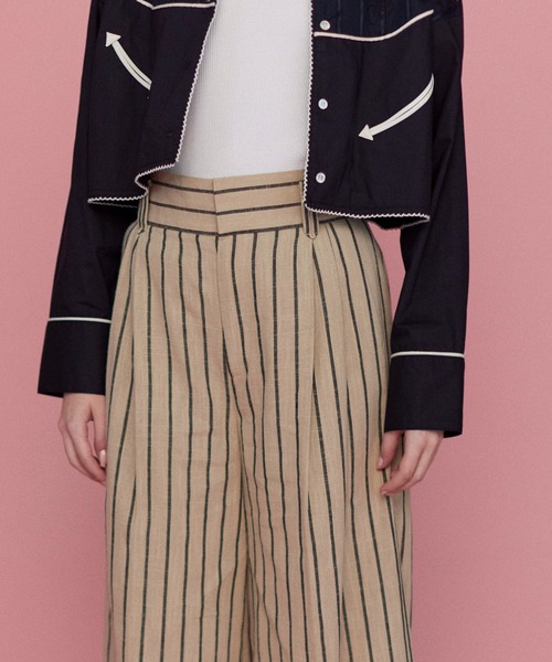 MAISON SPECIAL スラックス パンツ Stripe Tack Wide Silhouette
