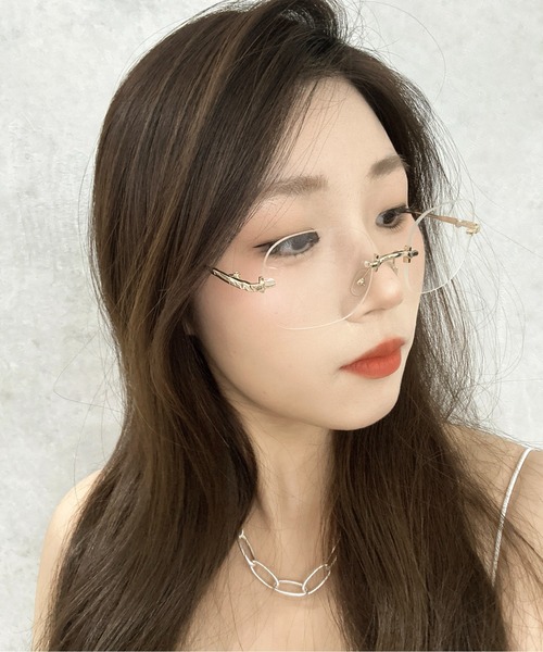 【Grunge Glasses リムレス 伊達メガネ key 23ss】 未使用 BURNER 伊達メガネ メガネ 眼鏡 「OKUOKU 0909」縁無し リムレス