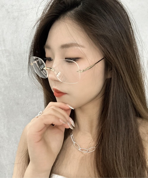 【Grunge Glasses リムレス 伊達メガネ key 23ss】 未使用 Grunge Glasses リムレス 伊達メガネ】 未使用 メガネ・老眼鏡