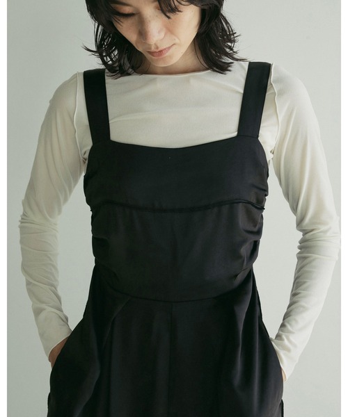 【anuke 】ブラック オールインワン　36 セール】Nylon Zip Combinaison（つなぎ/オールインワン