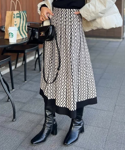 スカート 幾何学柄ニットフレアスカート : ZOZOTOWN Yahoo!店 - 通販
