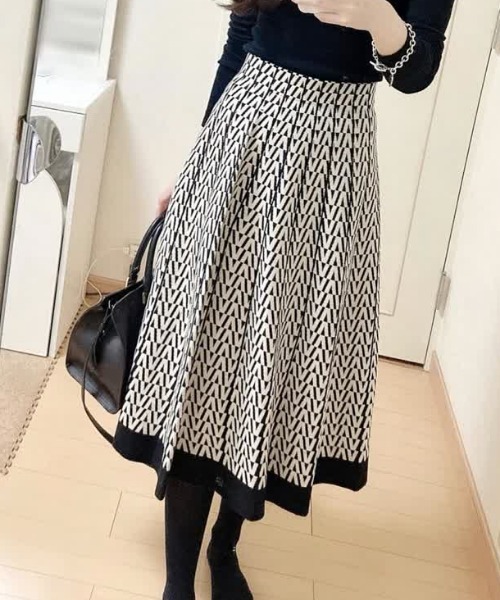 スカート 幾何学柄ニットフレアスカート : ZOZOTOWN Yahoo!店 - 通販