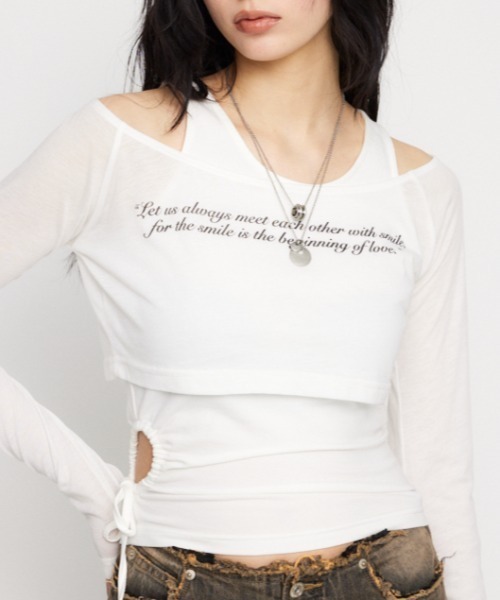 LAGUA GEM（ラグアジェム） tシャツ LETTERING SHEER 2PIECE トップス