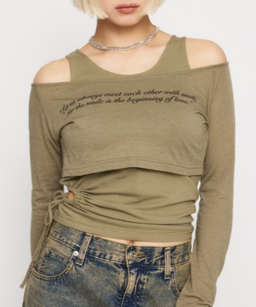 LAGUA GEM（ラグアジェム） tシャツ LETTERING SHEER 2PIECE トップス