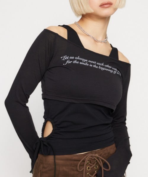 LAGUA GEM（ラグアジェム） tシャツ LETTERING SHEER 2PIECE トップス