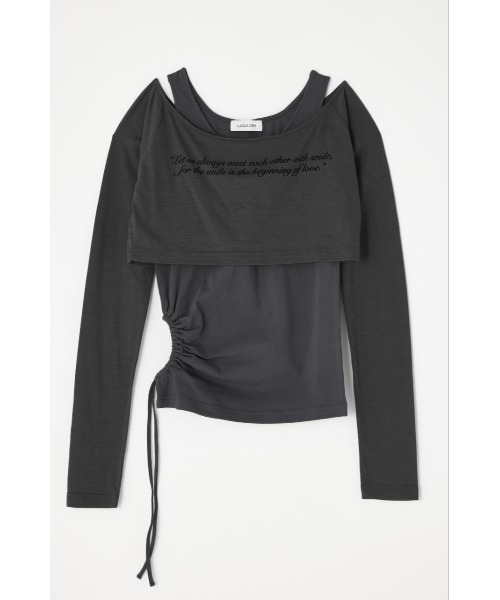 LAGUA GEM ×SEIRASECOND SKIN TOPS LAGUA GEM（ラグアジェム） tシャツ LETTERING SHEER 2PIECE トップス