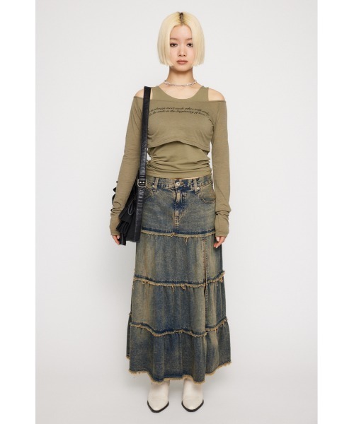 LAGUA GEM（ラグアジェム） tシャツ LETTERING SHEER 2PIECE トップス