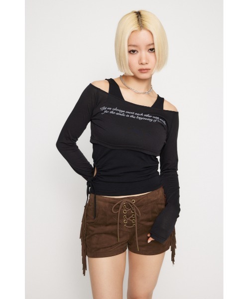 LAGUA GEM（ラグアジェム） tシャツ LETTERING SHEER 2PIECE トップス