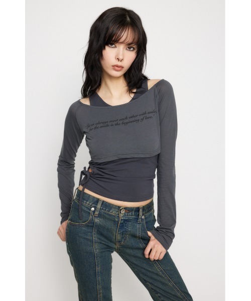 LAGUA GEM（ラグアジェム） tシャツ LETTERING SHEER 2PIECE トップス