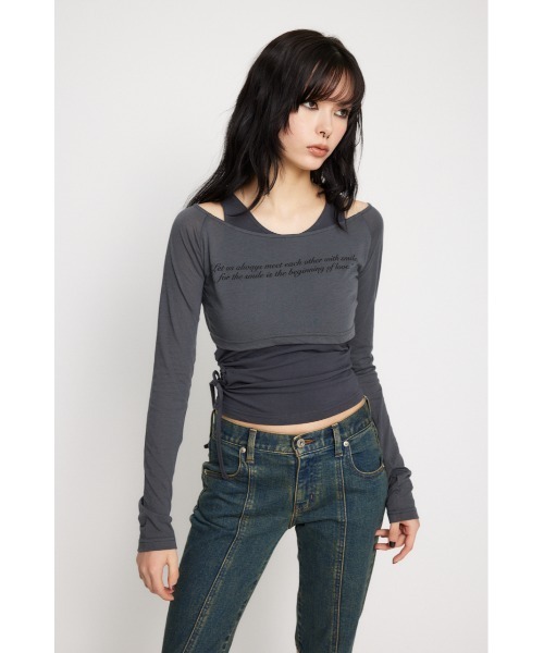 LAGUA GEM（ラグアジェム） tシャツ LETTERING SHEER 2PIECE トップス