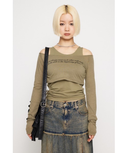LAGUA GEM（ラグアジェム） tシャツ LETTERING SHEER 2PIECE トップス