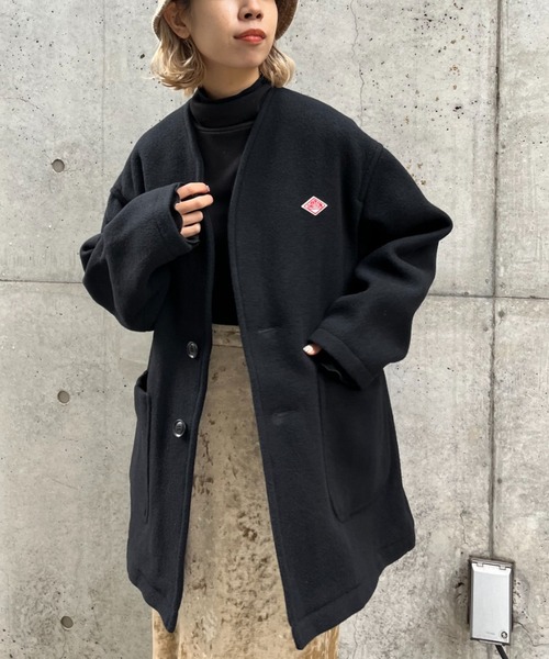 Danton（ダントン） ノーカラーコート 38 ブラック レディース