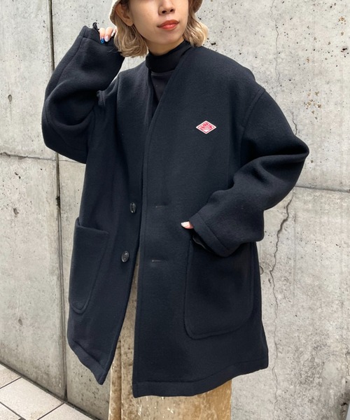 Danton（ダントン） ノーカラーコート 38 ブラック レディース