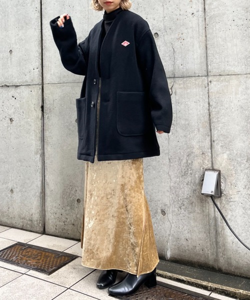 Danton（ダントン） ノーカラーコート 38 ブラック レディース