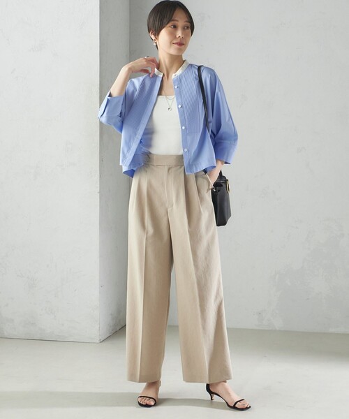 美品 SHIPS 2,6万【0 x ones】ピンタックブラウス シップス 白 SHIPS 