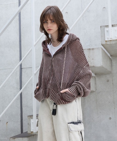 Spielio パーカー 「Spielio」Vintage like mesh knit hoodie