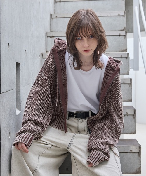 Spielio パーカー 「Spielio」Vintage like mesh knit hoodie 