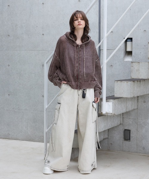 Spielio パーカー 「Spielio」Vintage like mesh knit hoodie