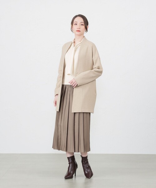 AMACA（アマカ） ノーカラーコート 38 グレー系その他2 レディース