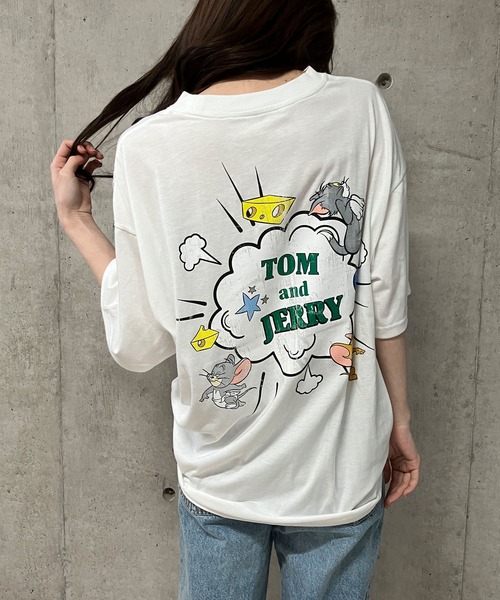 トップス GLAMOROUS JANE GLAMOROUS JANE tシャツ TOM＆JERRYプリントTシャツ レディース