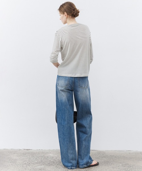 ジーンズ デニム デニムパンツ 「tageechita」水流ウォッシュ ワイドストレート デニムパンツ レディース メンズ_8