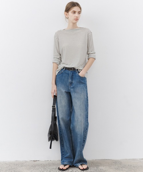 ジーンズ デニム デニムパンツ 「tageechita」水流ウォッシュ ワイドストレート デニムパンツ レディース メンズ_9