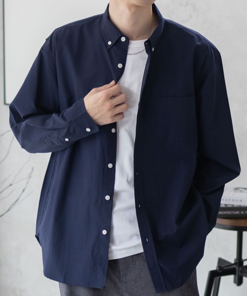NAVY シャツ ブロードボタンダウンシャツ メンズ レディース