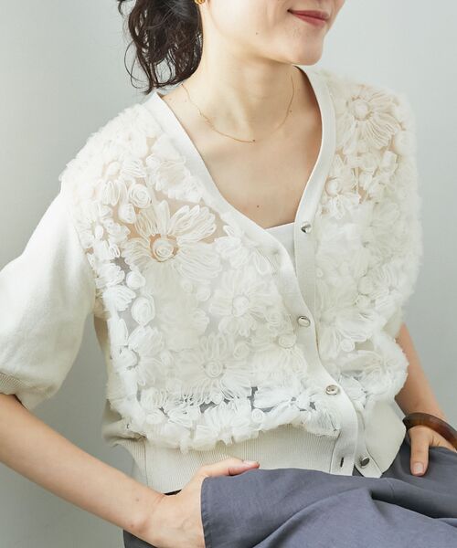 新品未使用 お花柄デザイン ボレロ カーディガン 花柄（レディースカーディガン、ボレロ）｜トップス